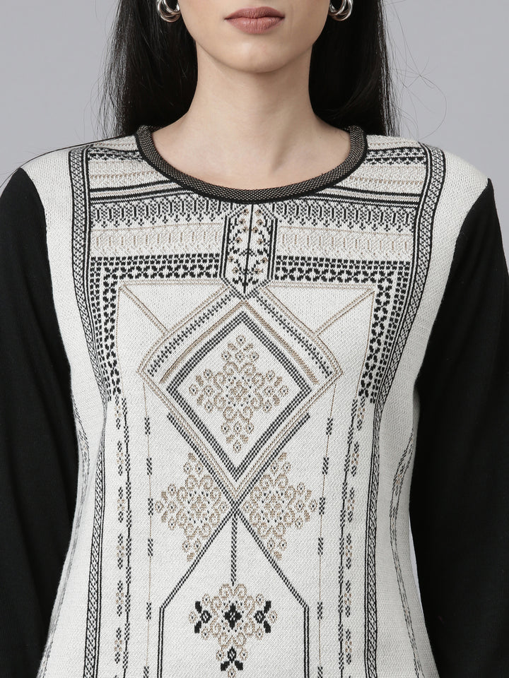 Neerus Winter Wear Woven Design Acrylic Kurta For Women