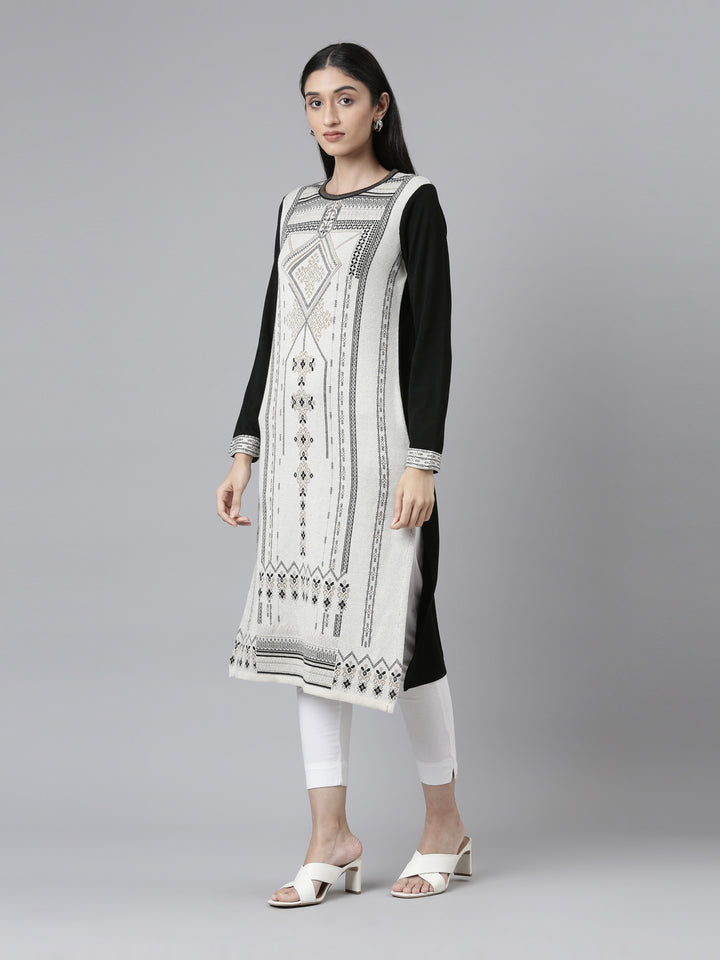 Neerus Winter Wear Woven Design Acrylic Kurta For Women