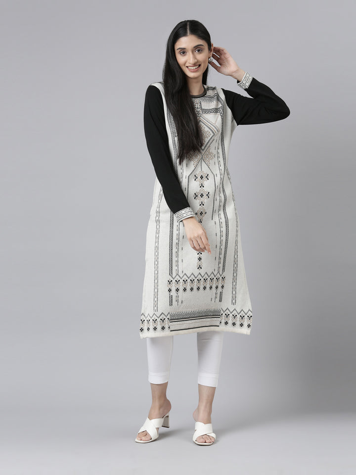 Neerus Winter Wear Woven Design Acrylic Kurta For Women