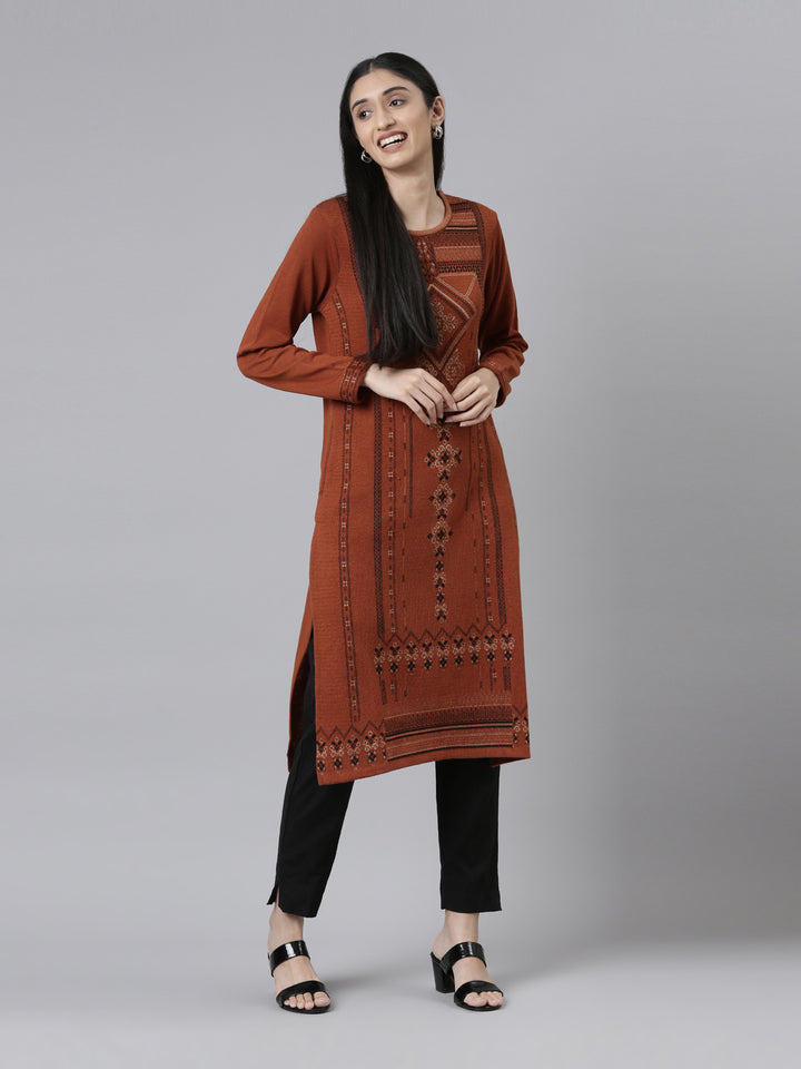 Neerus Acrylic woven kurti - front view