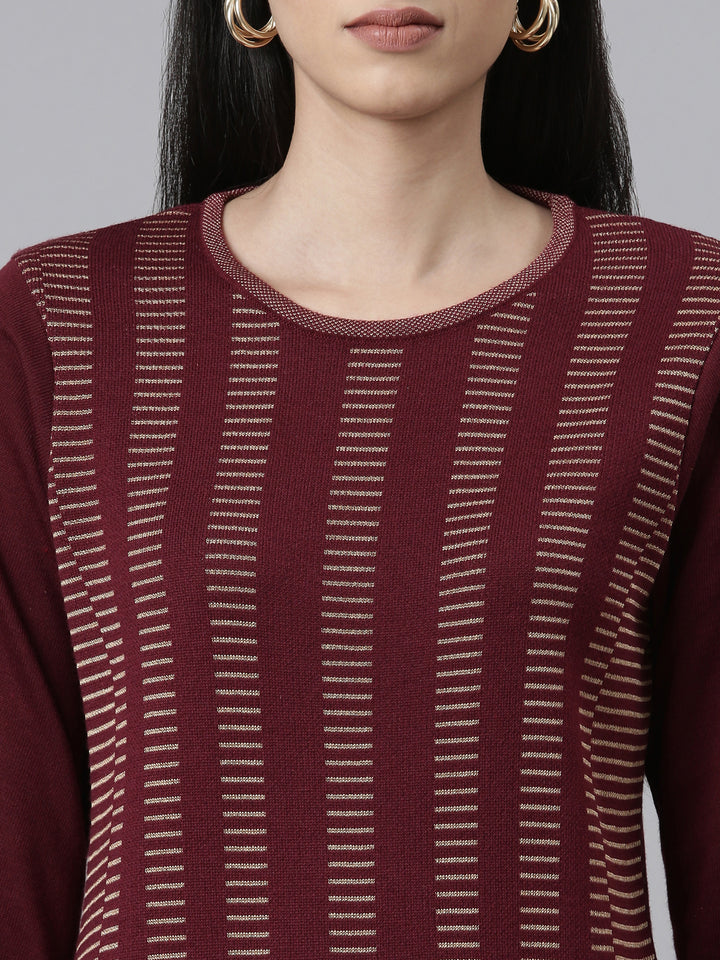 Neerus Winter Wear Striped Printed Acrylic Kurta For Women