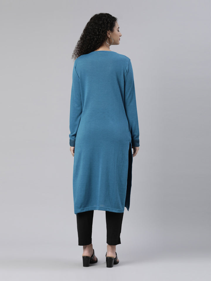 Neerus Multi acrylic printed straight kurti - side view