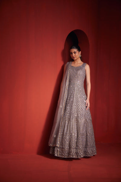 Neeru's Lilac Color Nett Fabric Gown
