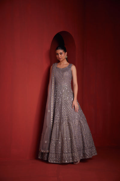 Neeru's Lilac Color Nett Fabric Gown