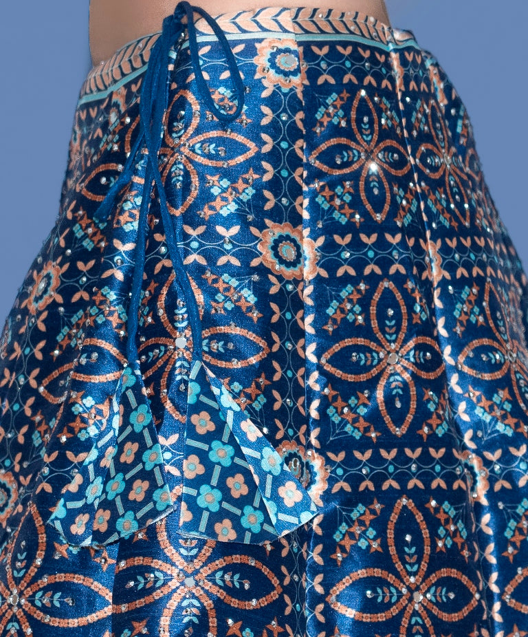 Neerus Blue net printed lehenga set - detail view 5