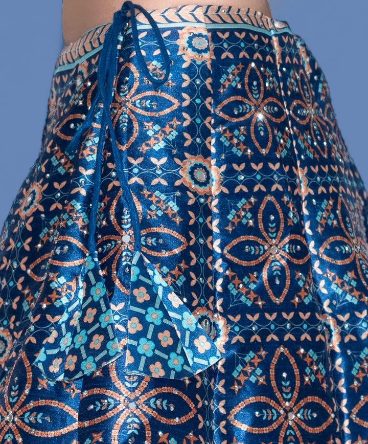 Neerus Blue net printed lehenga set - detail view 5