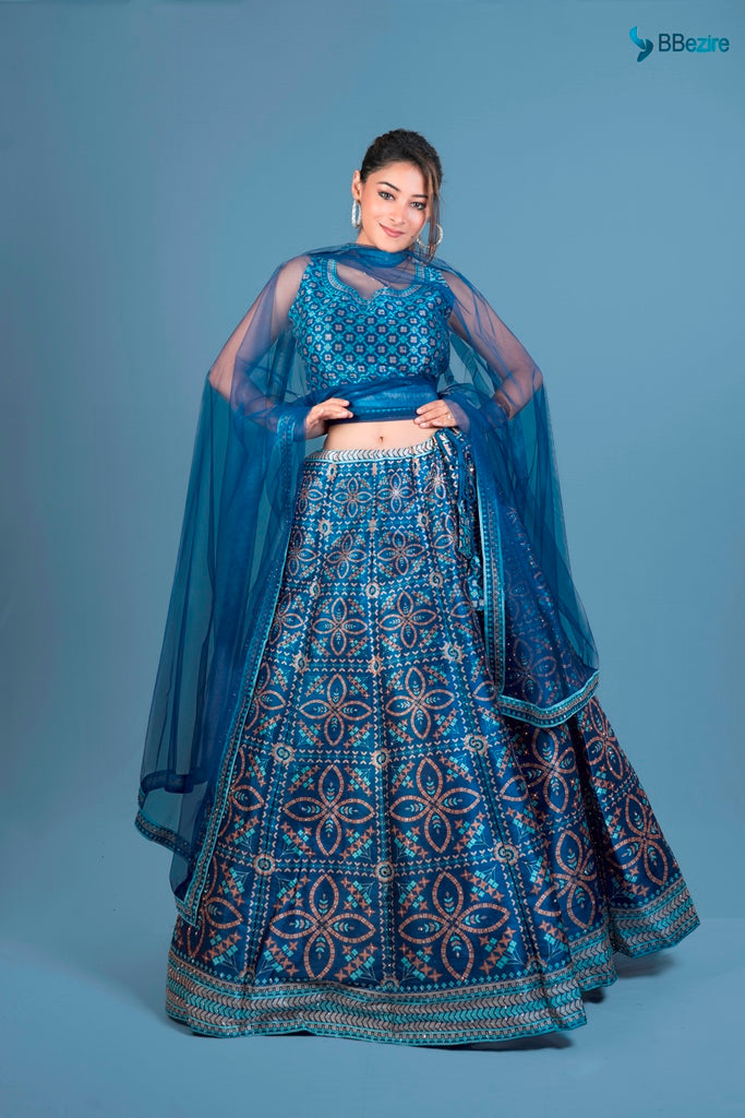 Neeru'S Royal Blue Printed Ghagra Set