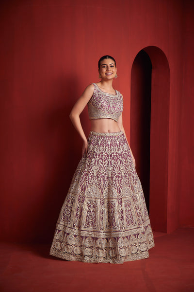Neeru'S Womens Pink Color Nett Fabric Ghagra Set