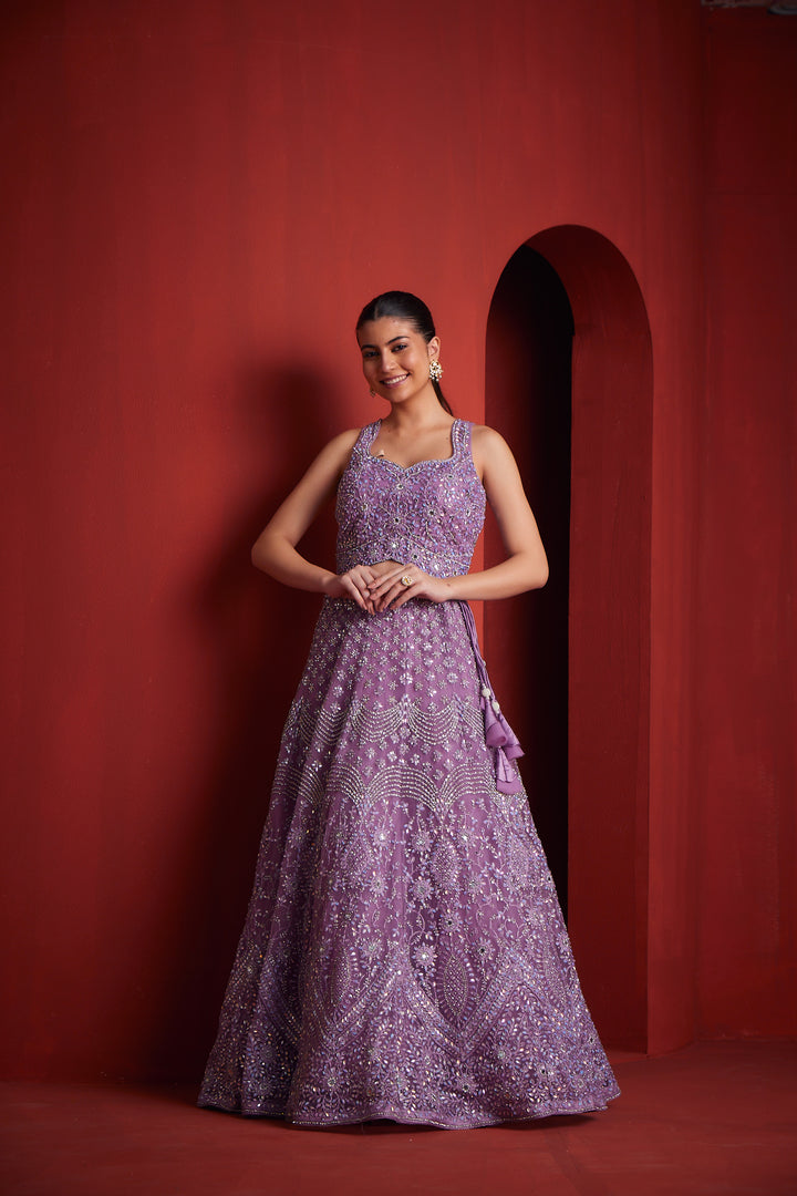 Neerus Womens Lilac Colour Ghagra Set