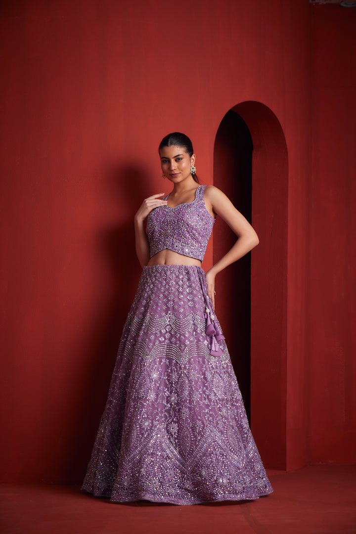 Neerus Womens Lilac Colour Ghagra Set