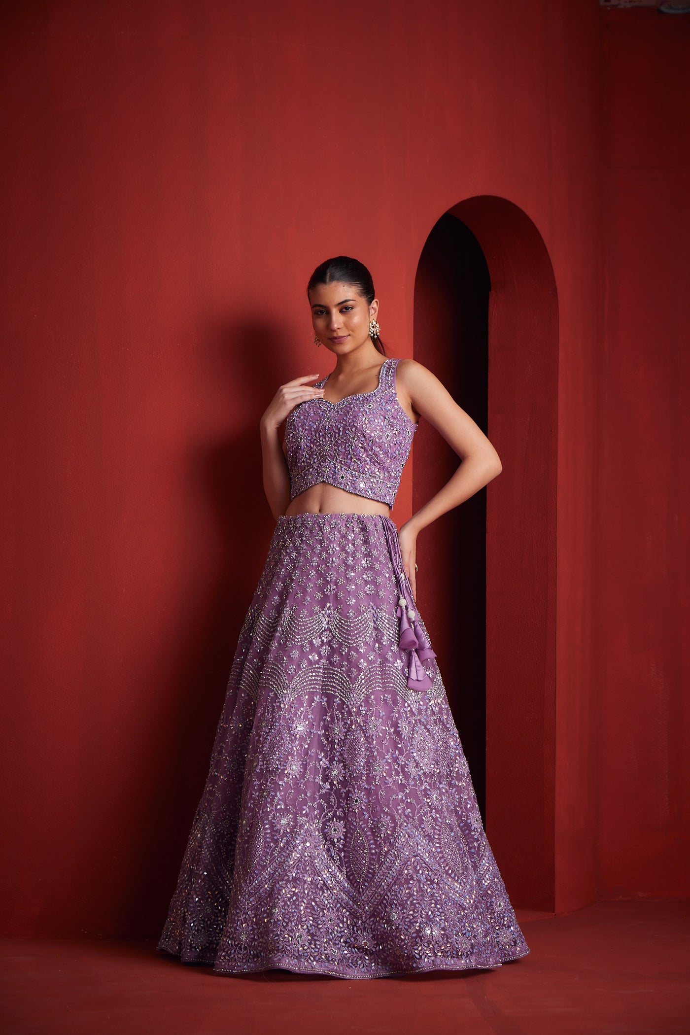 NEERU'S  WOMENS LILAC COLOUR GHAGRA SET