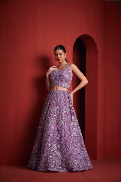 NEERU'S  WOMENS LILAC COLOUR GHAGRA SET