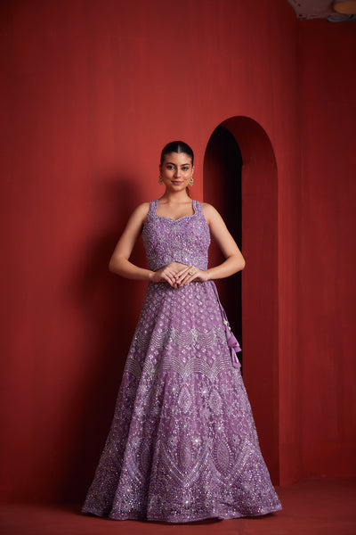 NEERU'S  WOMENS LILAC COLOUR GHAGRA SET