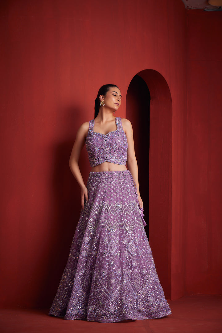 Neerus Womens Lilac Colour Ghagra Set