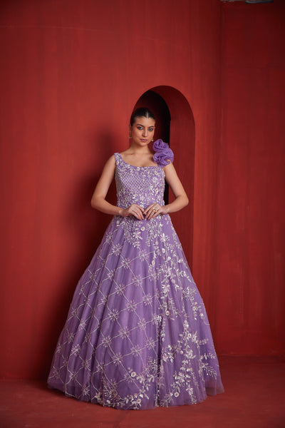 Neeru's Womens Lilac Colour Gown
