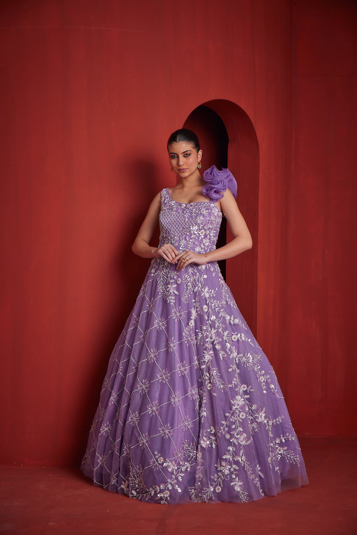 Neeru's Womens Lilac Colour Gown