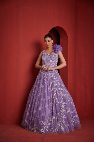 Neeru's Womens Lilac Colour Gown
