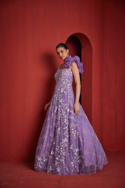 Neeru's Womens Lilac Colour Gown