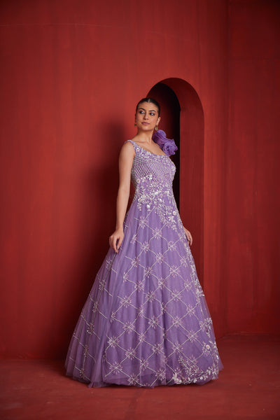 Neeru's Womens Lilac Colour Gown