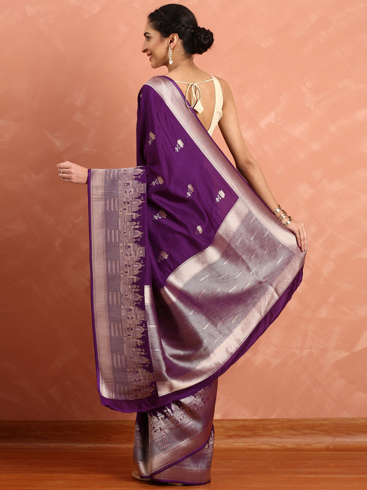 Wine Banaras silk saree