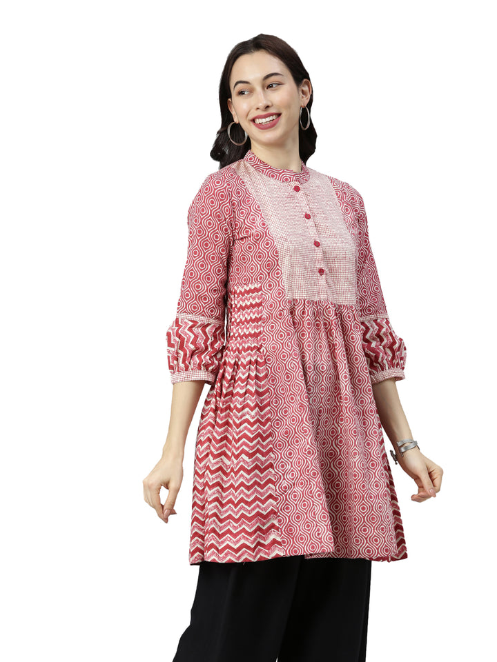 Neerus Women Red Printed A-Line Kurta