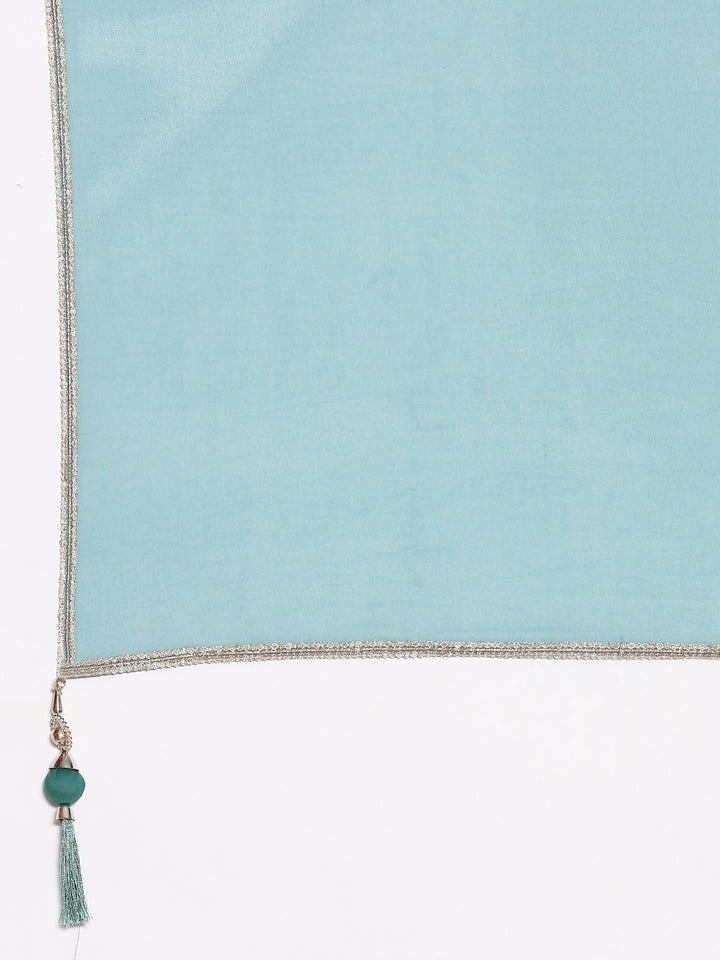 Sea Green Tissue Beads Work Kali With Palazzo