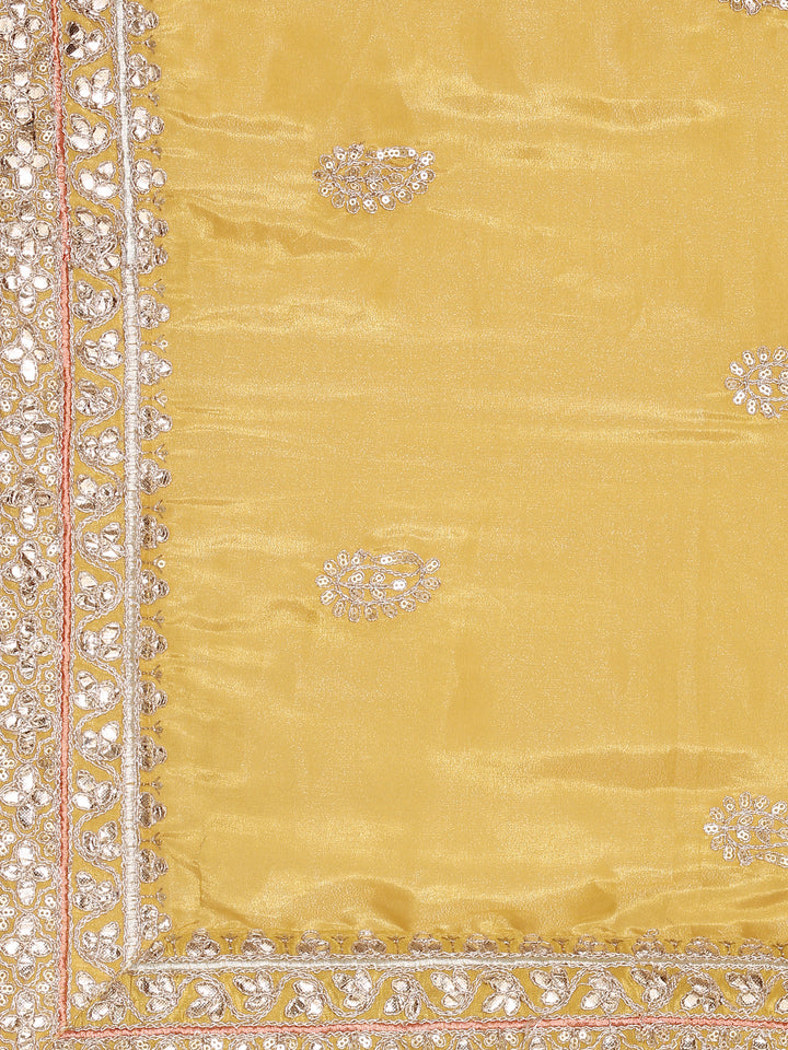 Yellow Silk Zari Heavy Embroidered Ghagra Set