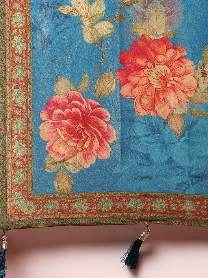 Ferozi tissue fabric anarkali three piece suit set