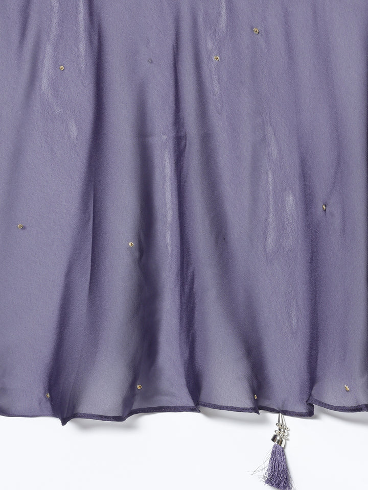 Blue tissue crop top and palazzo Three piece set