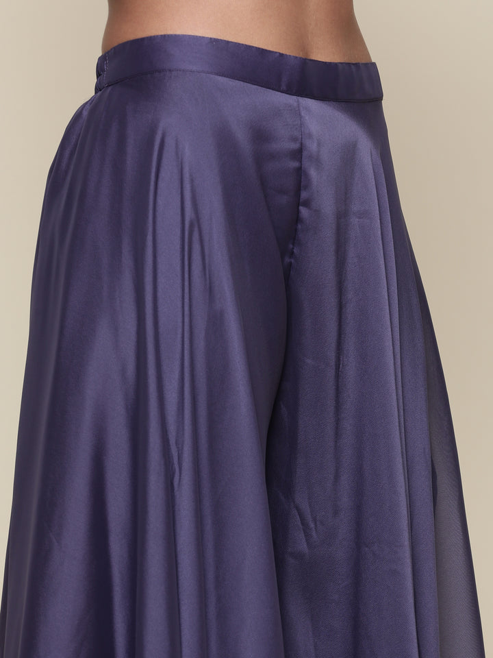 Blue tissue crop top and palazzo Three piece set