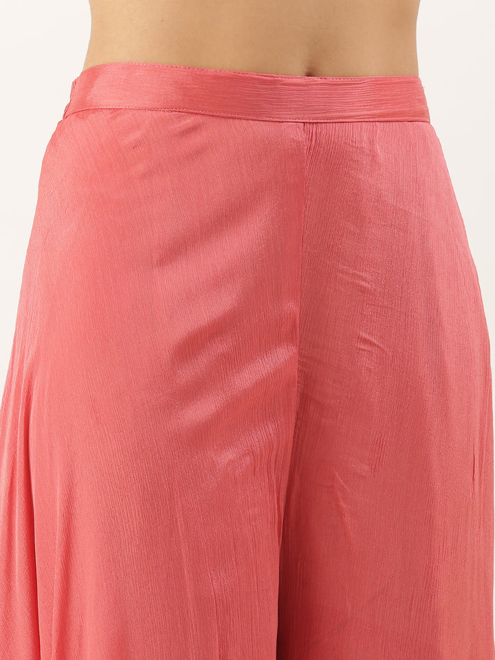 Gajari Tissue Embroidered Peplum With Palazzo