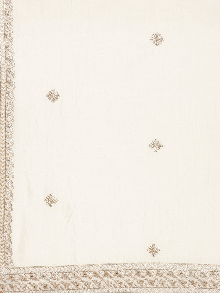 Cream Vichitra Silk Three Piece Set