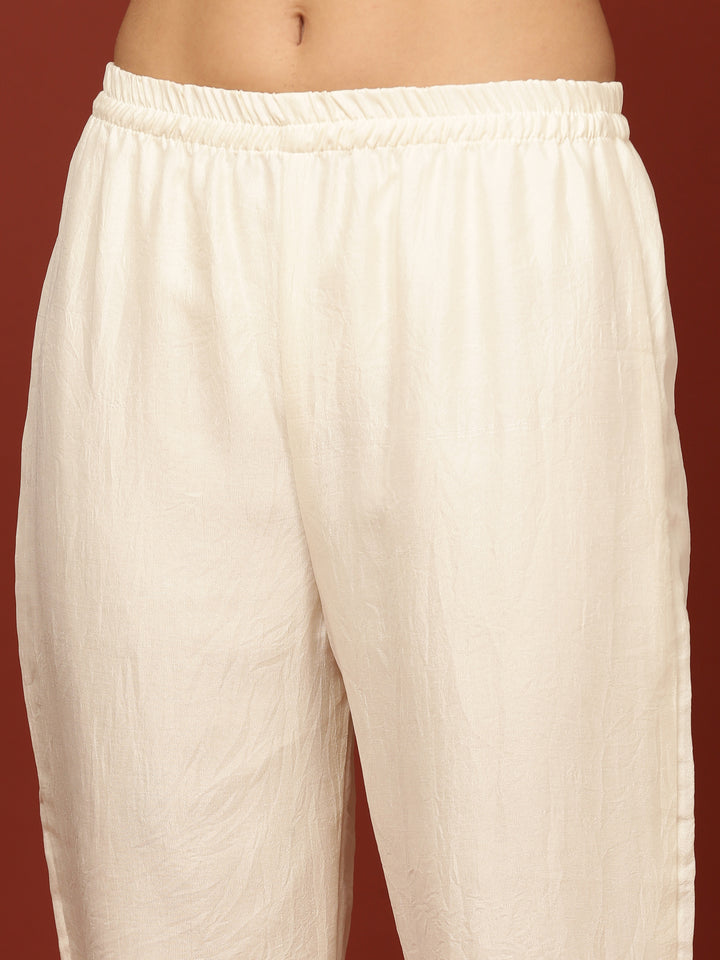 Cream Vichitra Silk Three Piece Set