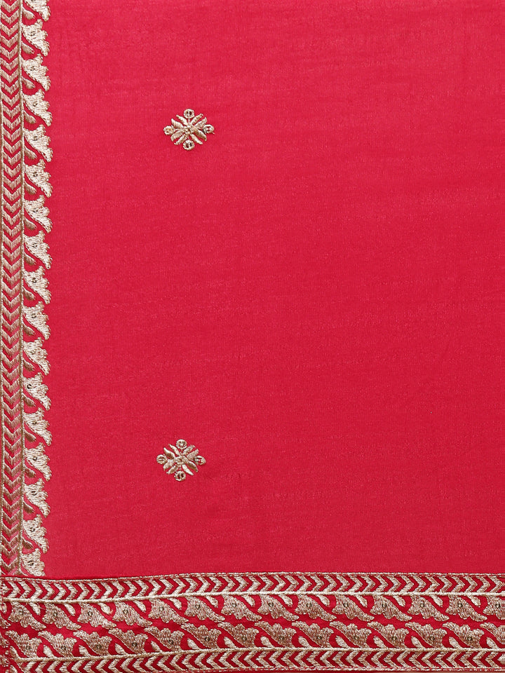 Red Vichitra Silk Three Piece Set