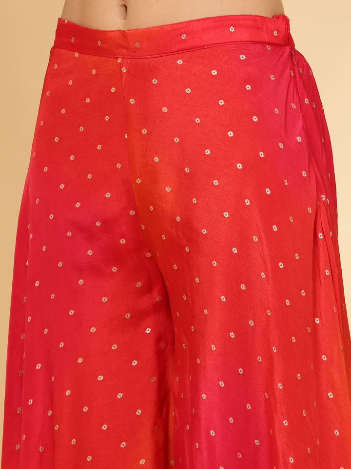 Rani Pink Silk Top With Palazzo Set