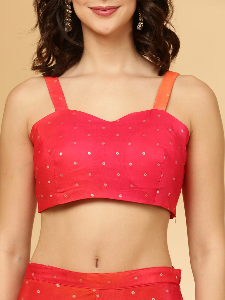 Rani Pink Silk Top With Palazzo Set