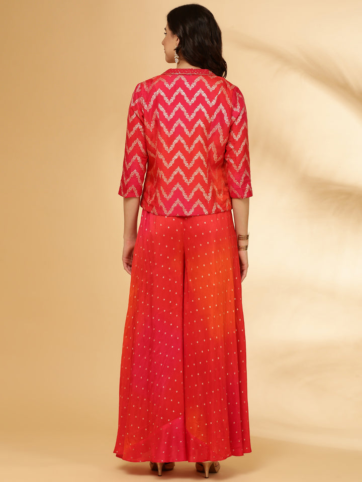 Rani Pink Silk Top With Palazzo Set