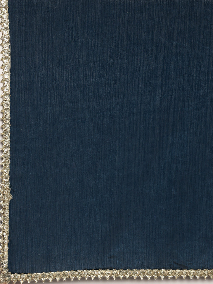 Peacock Vichitra Silk Anarkali Three Piece Set