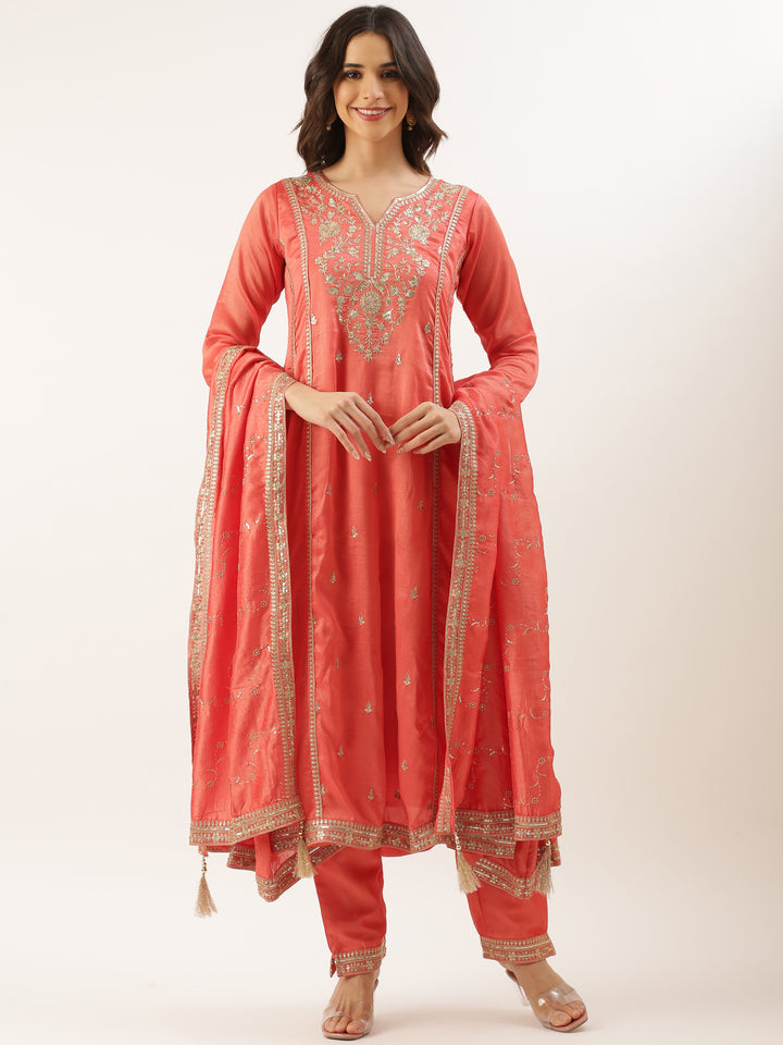 Gajari Embroidered Vichitra Silk Short Kali