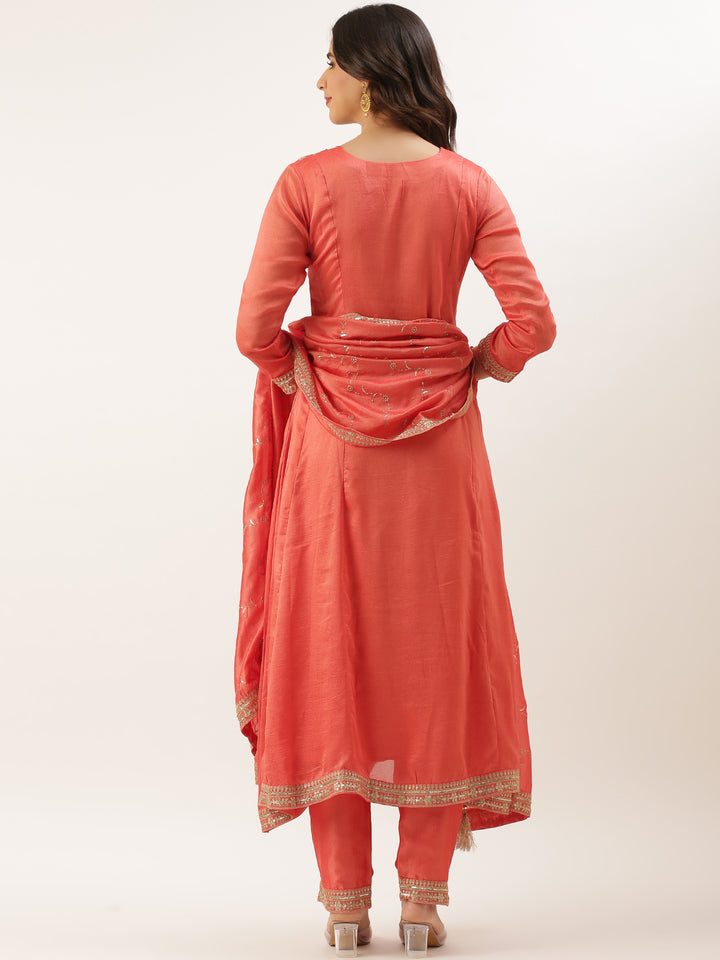 Gajari Embroidered Vichitra Silk Short Kali