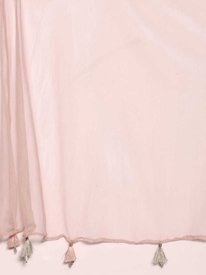 Peach Tissue Hand Embroidery Palazzo Set