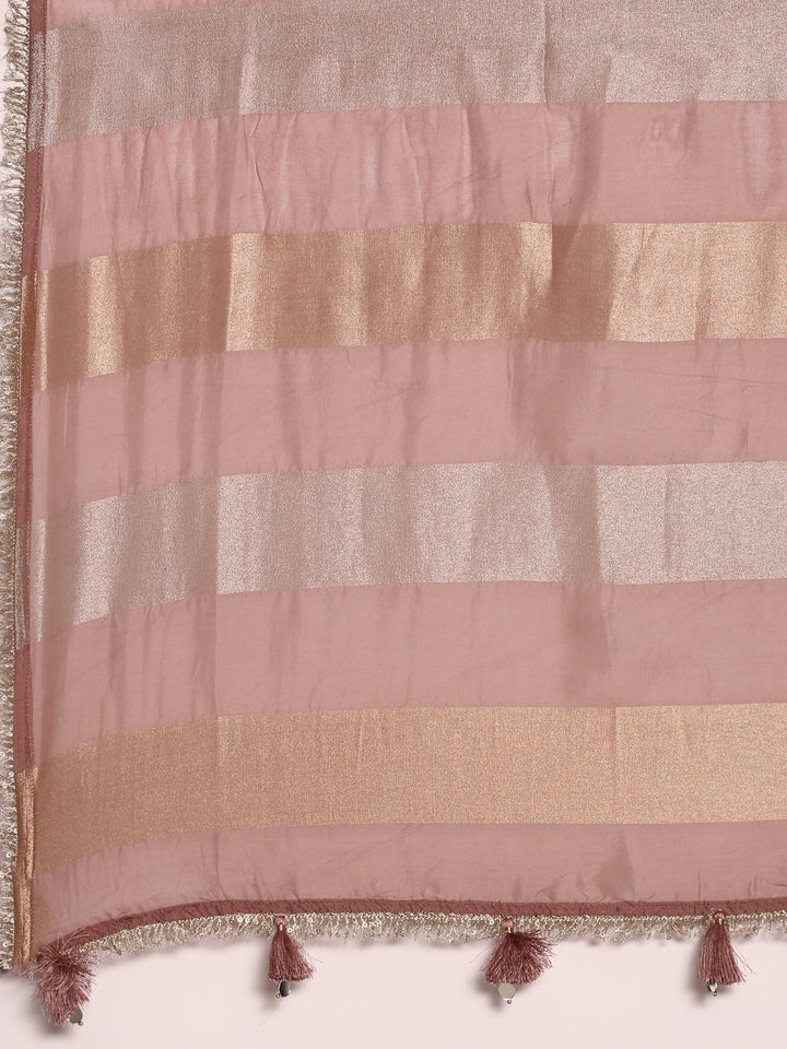 Onion Pink Banaras Silk Heavy Zari Embroidered Anarkali Set