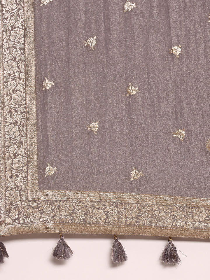 Lilac Tissue Floral Digital Print Anarkali Set