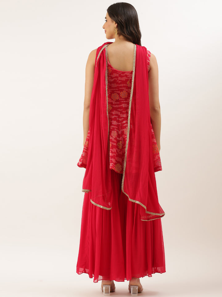 Red Printed Georgette Peplum