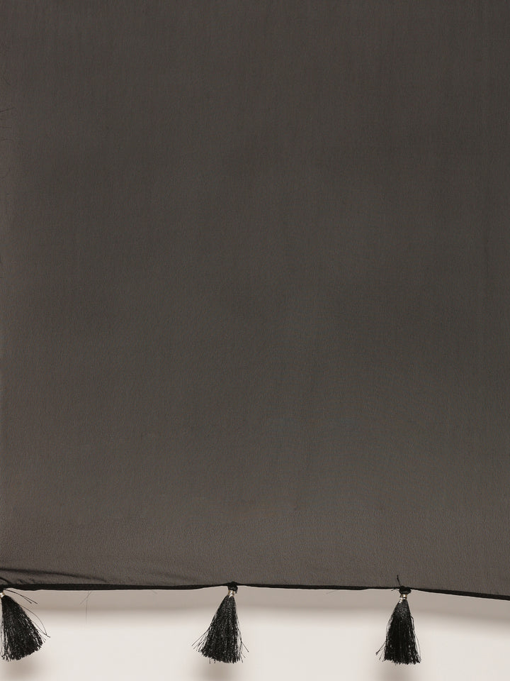 Green Geogrette Printed Peplum Palazoo Set With Spaghetti