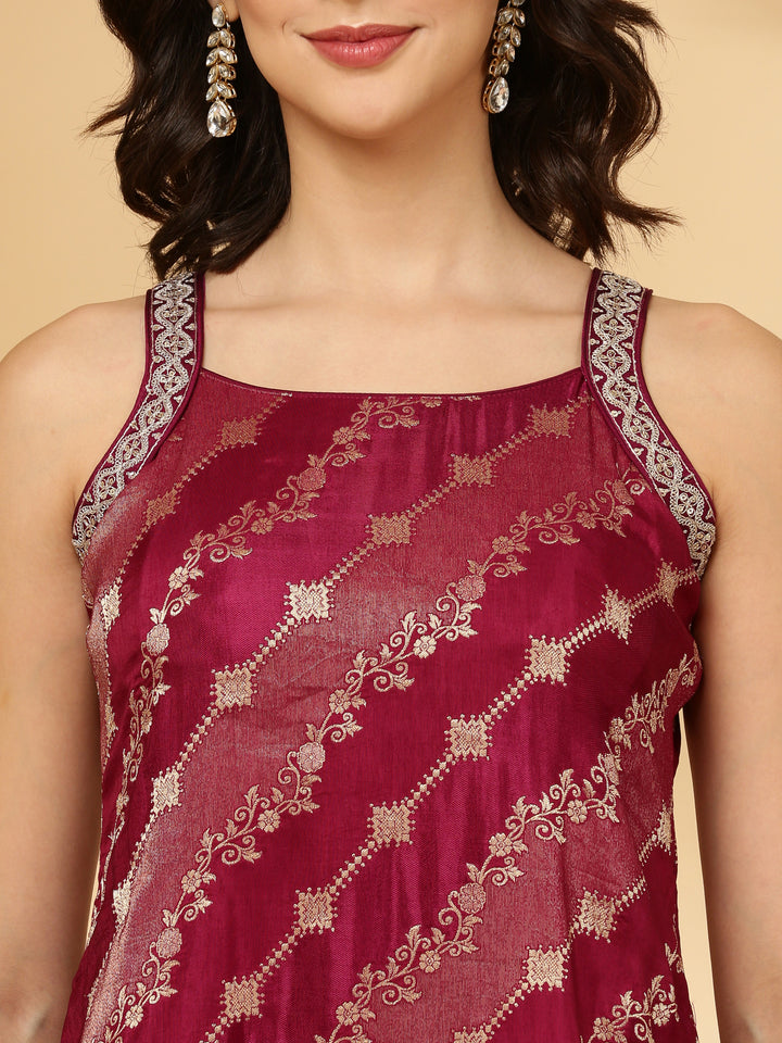 Wine Banaras Three Piece Set