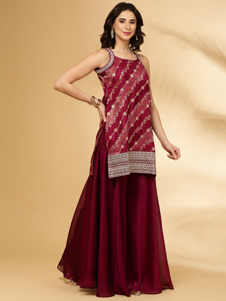 Wine Banaras Three Piece Set