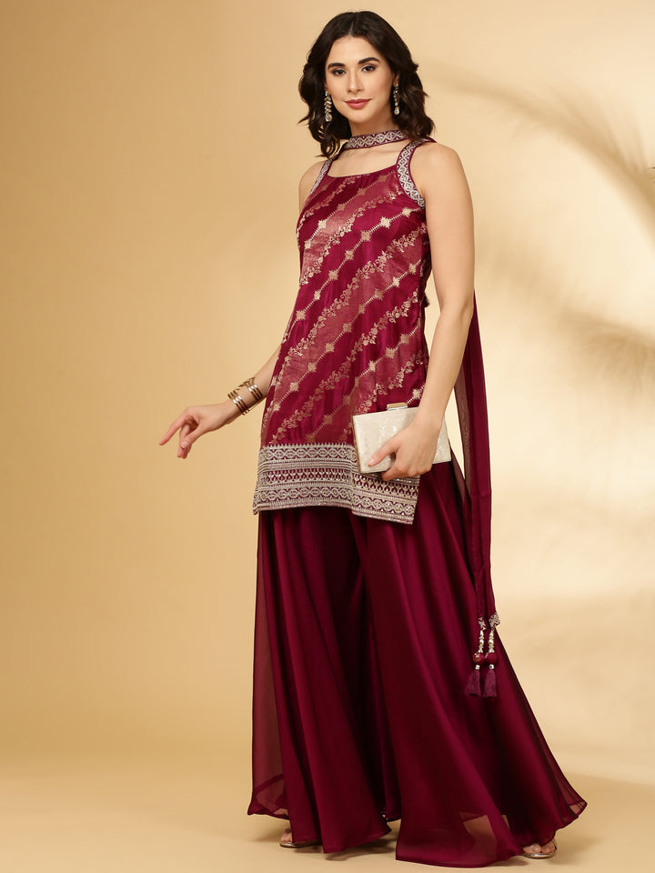 Wine Banaras Three Piece Set