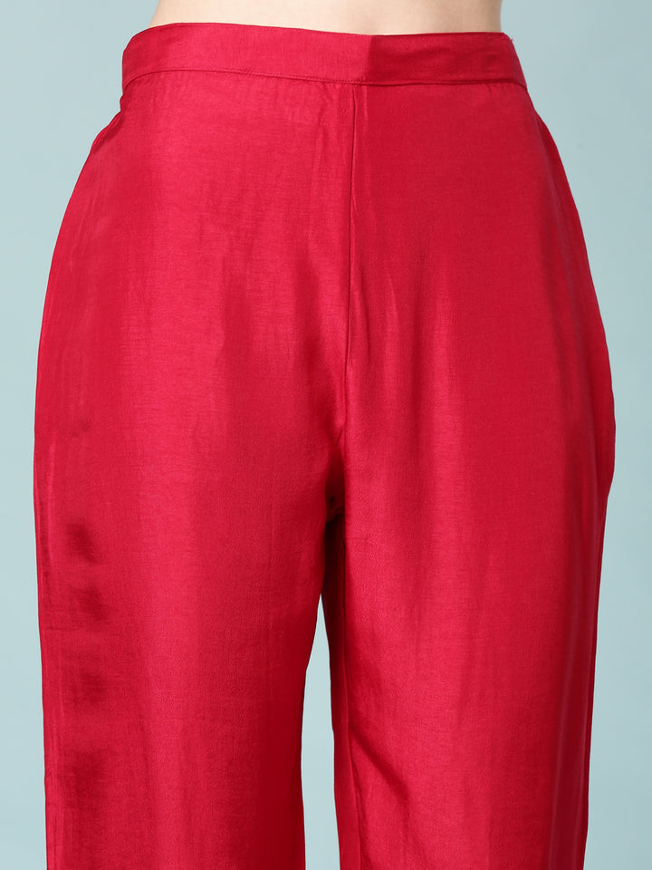 Pink Vichitra Silk Anarkali Set