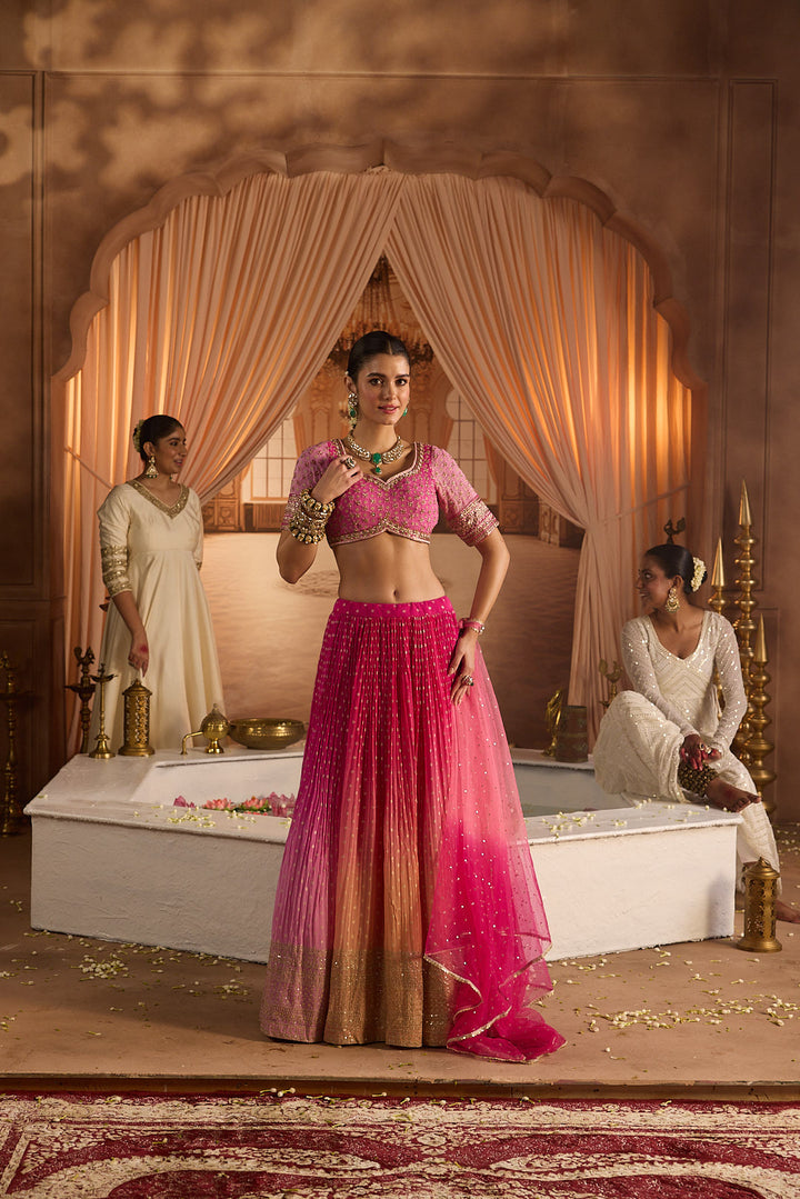 Neerus Rani Embroidery work georgette fabric ghagra set